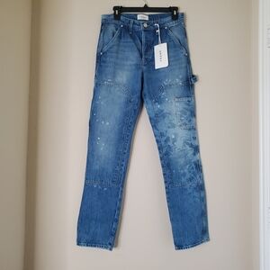 FRAME Womens Carpenter Blue Jeans Sz 25 Le Slouch Waterfalls Splatter Paint Y2K